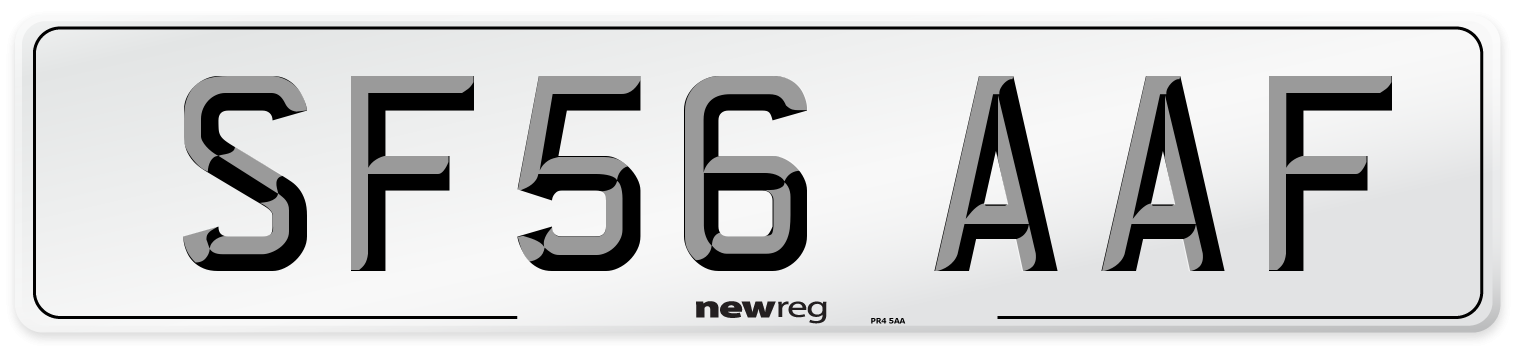 SF56 AAF Number Plate from New Reg